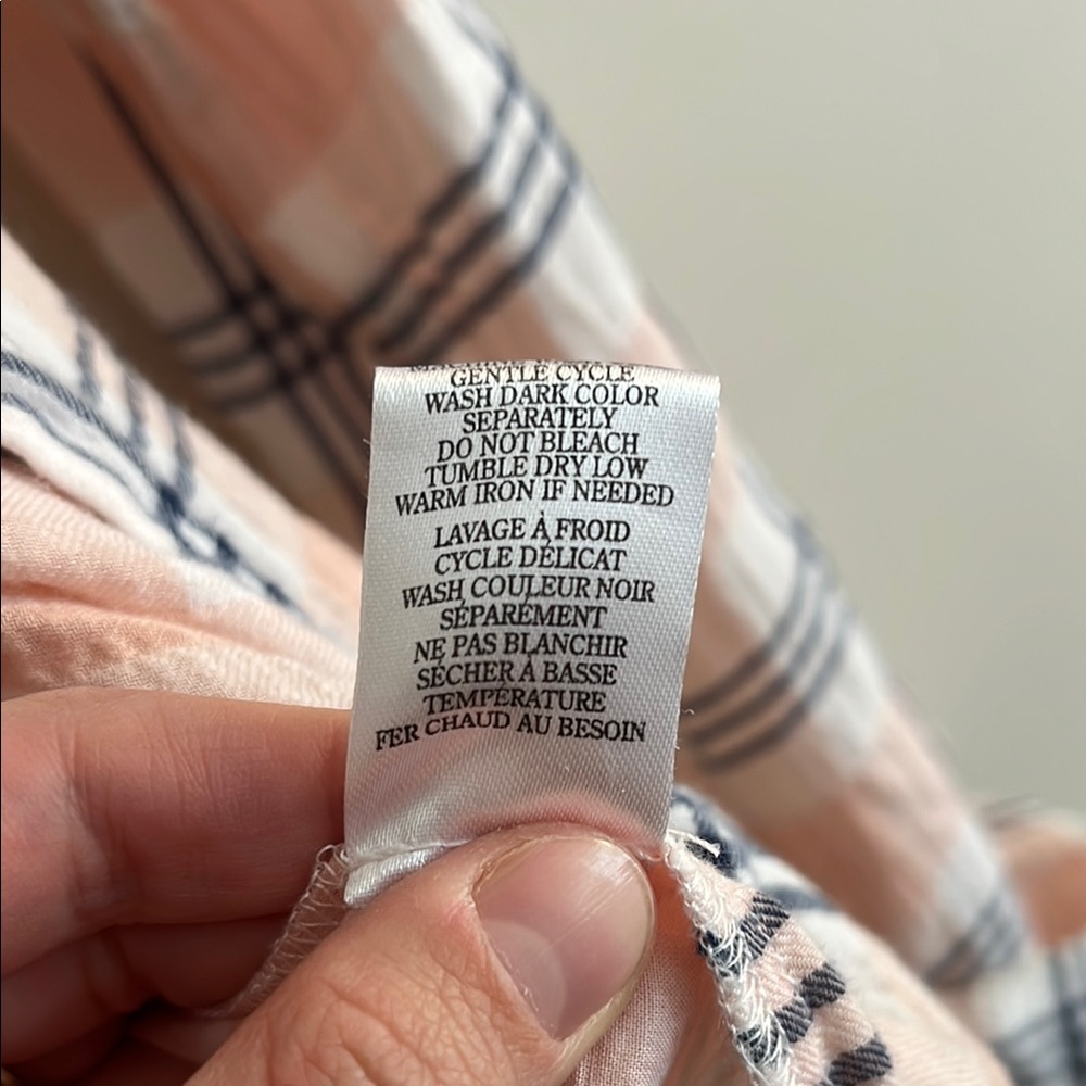 Anthropologie Beachy Plaid Button Down Top Size L - Picture 6 of 7